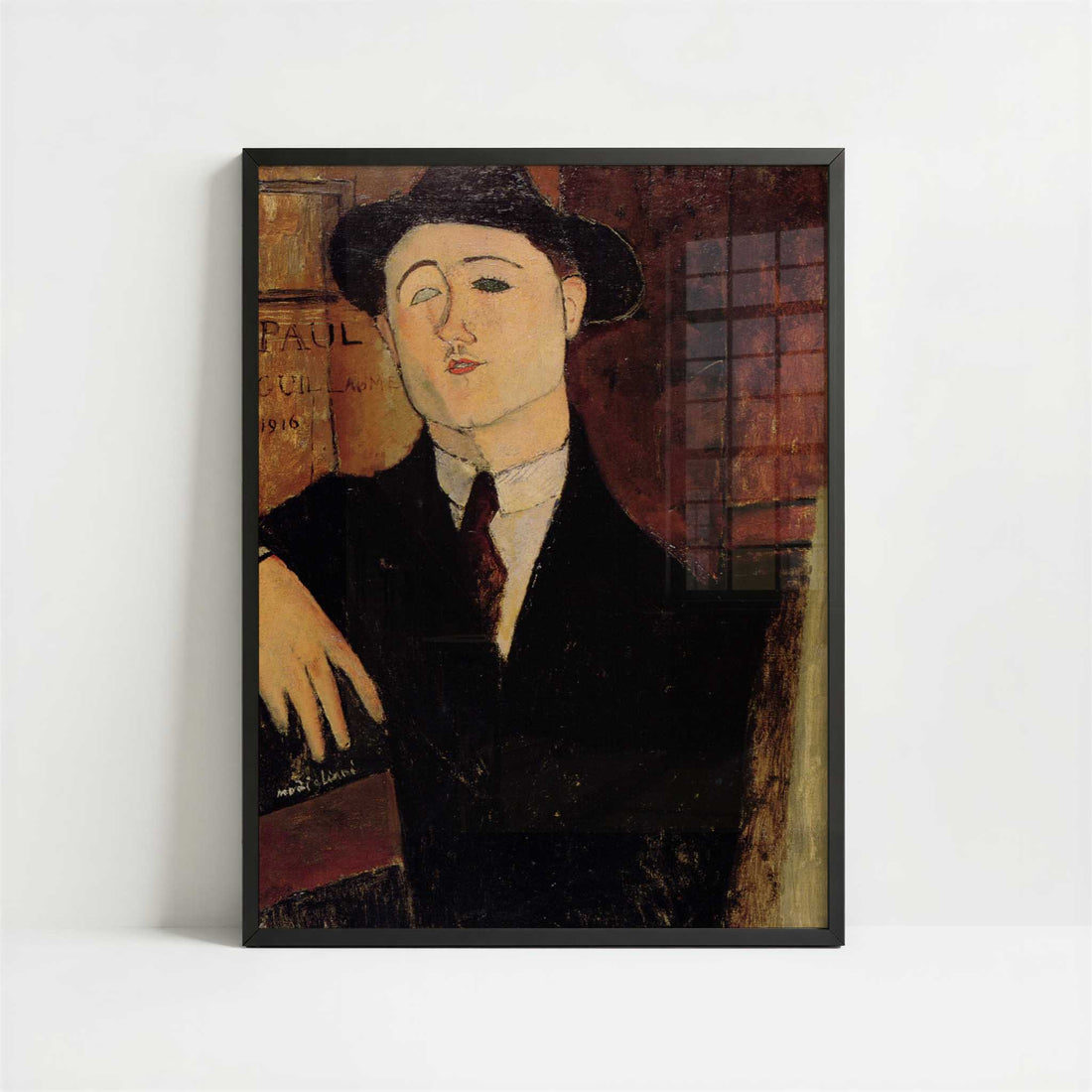 Portrait of Paul Guillaume (1916) by Amedeo Modigliani – Art Print - Art print in black frame