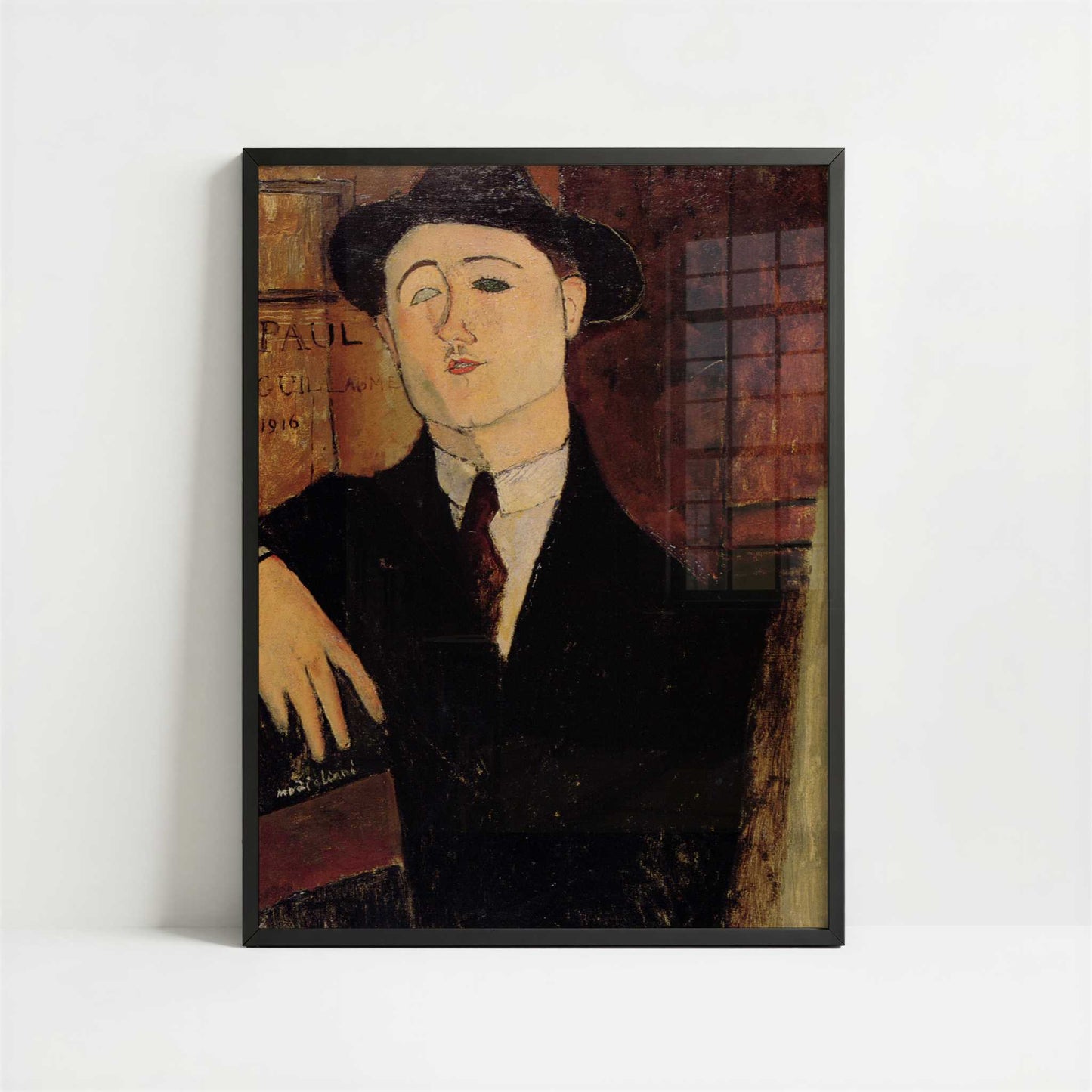 Portrait of Paul Guillaume (1916) by Amedeo Modigliani – Art Print - Art print in black frame