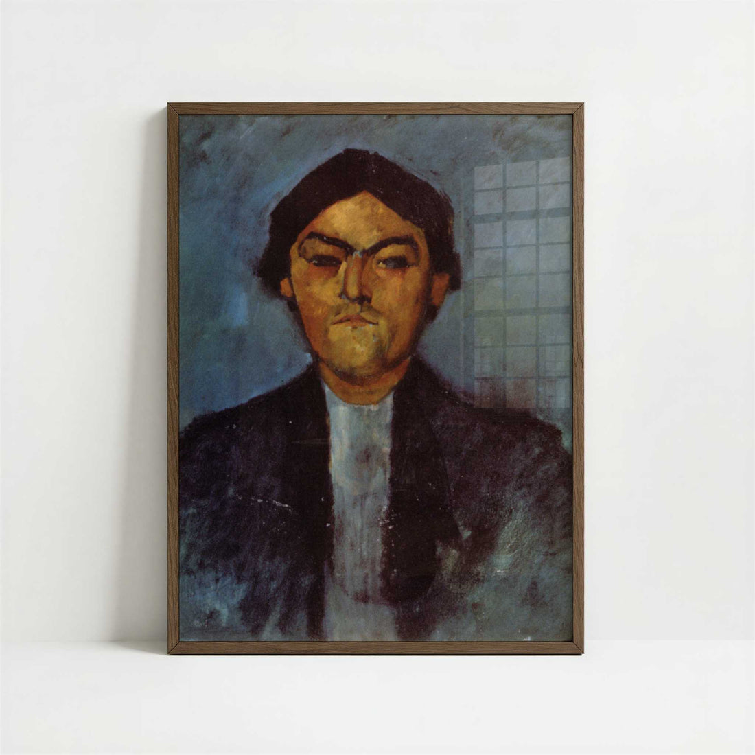 Portrait of Pedro (1909) by Amedeo Modigliani – Art Print - Art print in dark wood frame