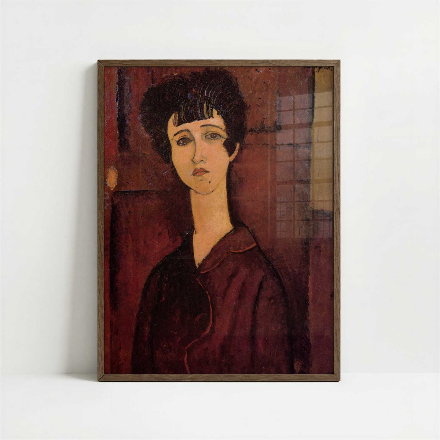 Portrait of a Girl (c.1917) by Amedeo Modigliani – Art Print - Art print in dark wood frame