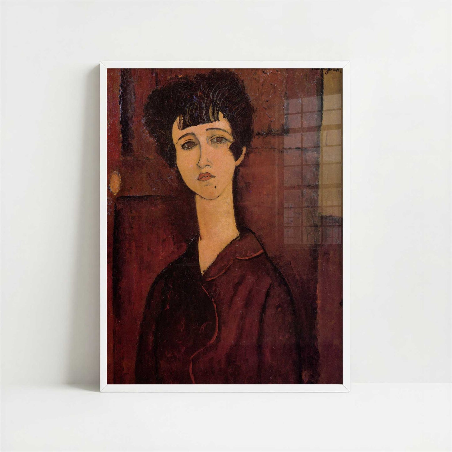 Portrait of a Girl (c.1917) by Amedeo Modigliani – Art Print - Art print in white frame