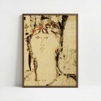 Portrait of a Woman (1915) by Amedeo Modigliani – Art Print - Art print in dark wood frame