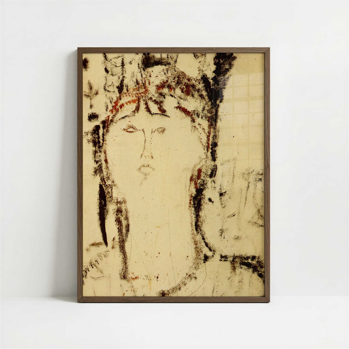Portrait of a Woman (1915) by Amedeo Modigliani – Art Print - Art print in dark wood frame