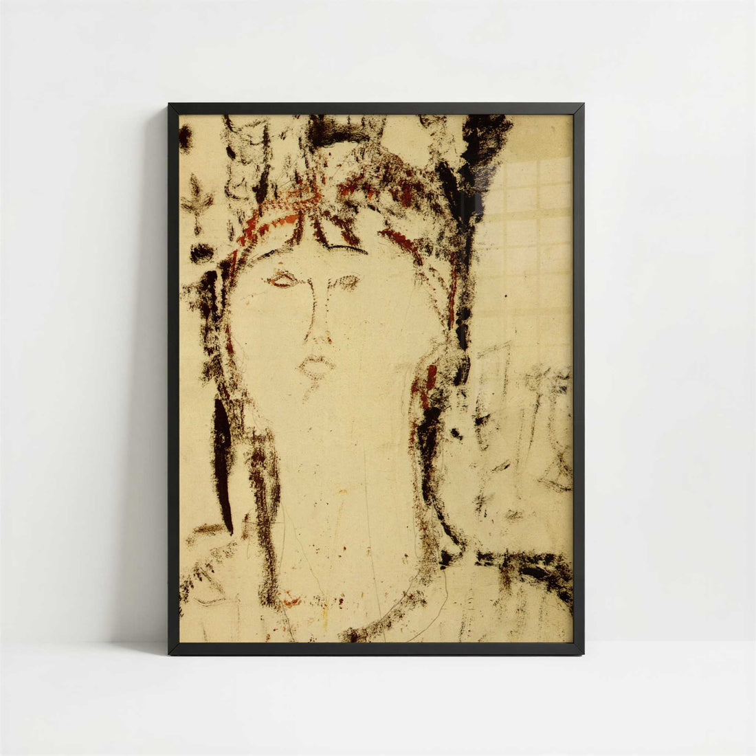 Portrait of a Woman (1915) by Amedeo Modigliani – Art Print - Art print in black frame