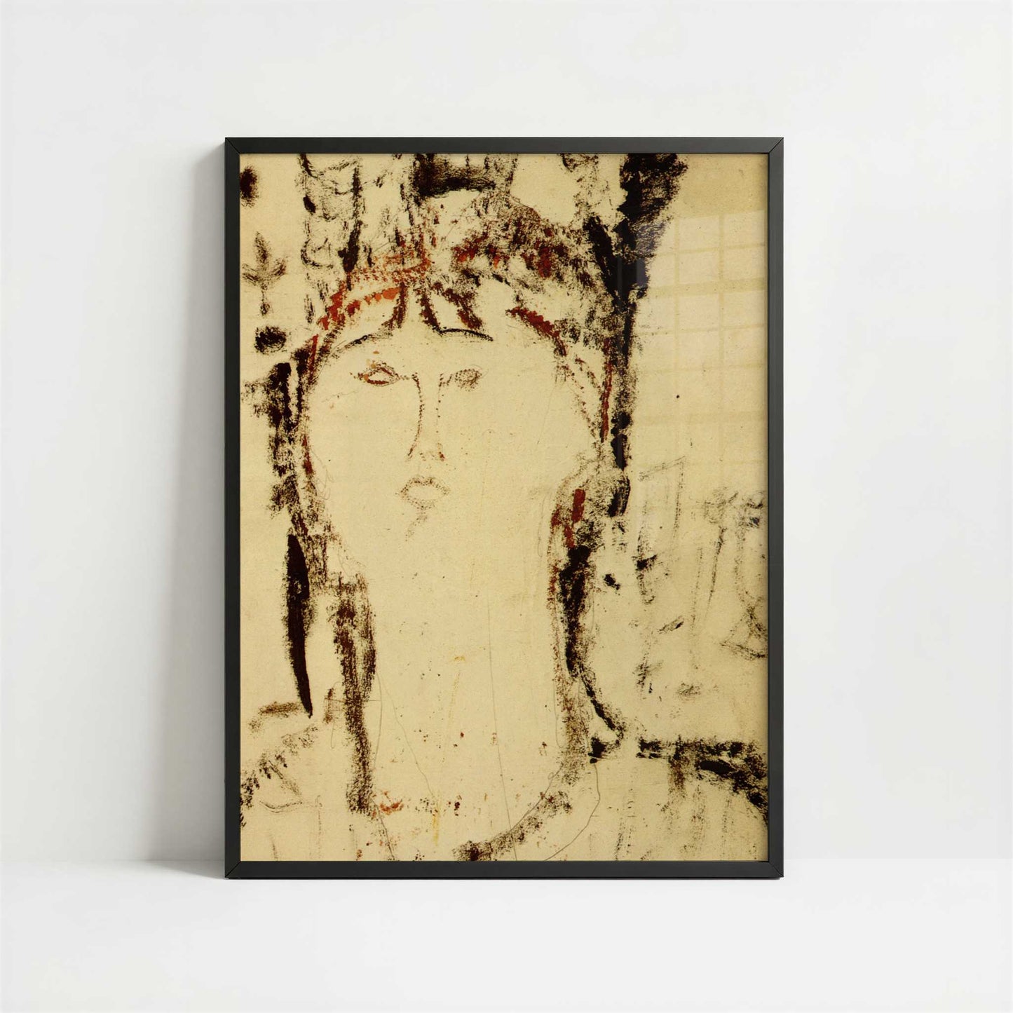 Portrait of a Woman (1915) by Amedeo Modigliani – Art Print - Art print in black frame