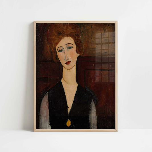Portrait of a Woman (1917-18) by Amedeo Modigliani – Art Print - Art print in oak frame