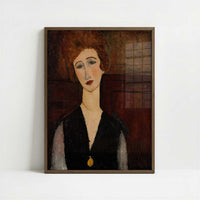 Portrait of a Woman (1917-18) by Amedeo Modigliani – Art Print - Art print in dark wood frame