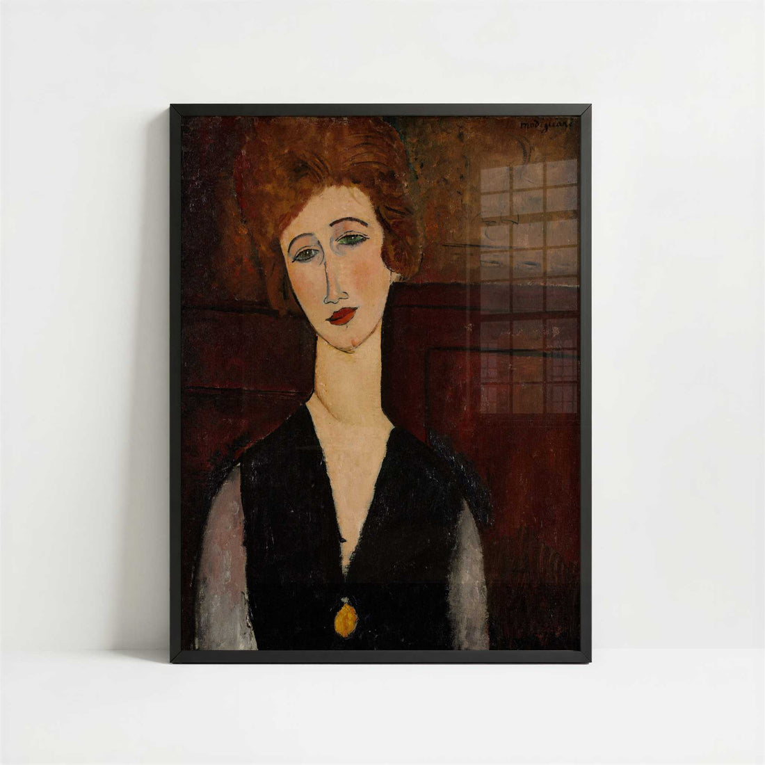 Portrait of a Woman (1917-18) by Amedeo Modigliani – Art Print - Art print in black frame