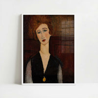 Portrait of a Woman (1917-18) by Amedeo Modigliani – Art Print - Art print in white frame