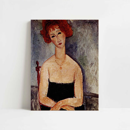 Red-headed Woman with Pendant Necklace (1917) by Amedeo Modigliani – Art Print - Unframed art print