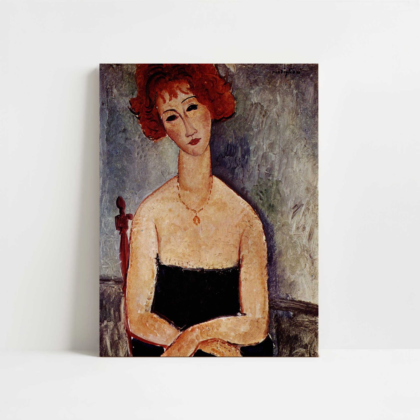 Red-headed Woman with Pendant Necklace (1917) by Amedeo Modigliani – Art Print - Unframed art print