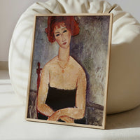 Red-headed Woman with Pendant Necklace (1917) by Amedeo Modigliani – Art Print - Interior inspiration