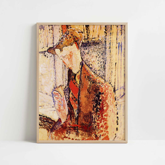 Reverie, Portrait of Frank Burty Haviland (1914) by Amedeo Modigliani – Art Print - Art print in oak frame