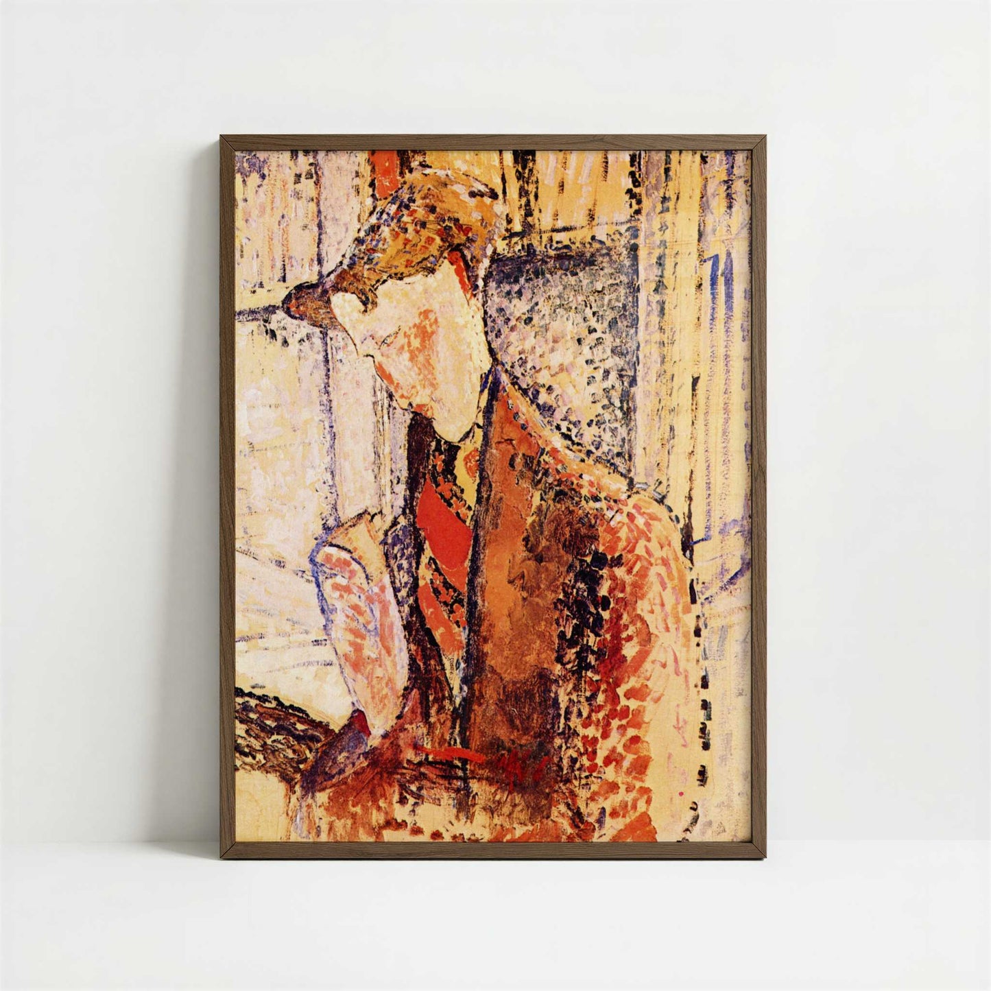 Reverie, Portrait of Frank Burty Haviland (1914) by Amedeo Modigliani – Art Print - Art print in dark wood frame