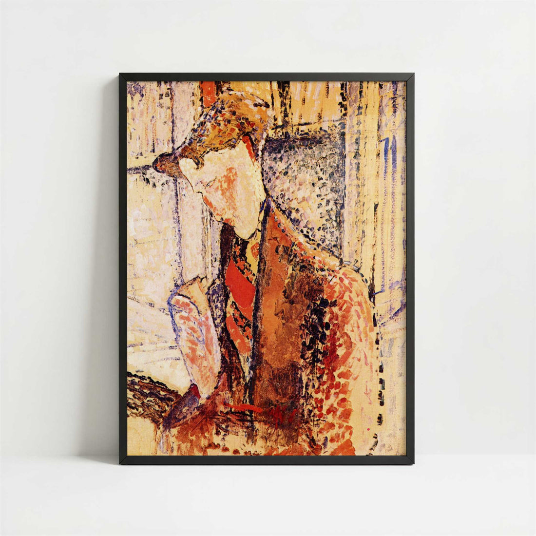 Reverie, Portrait of Frank Burty Haviland (1914) by Amedeo Modigliani – Art Print - Art print in black frame