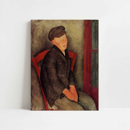 Seated Boy with Cap (1918) by Amedeo Modigliani – Art Print - Unframed art print