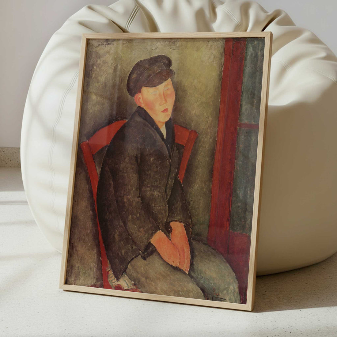 Seated Boy with Cap (1918) by Amedeo Modigliani – Art Print - Interior inspiration
