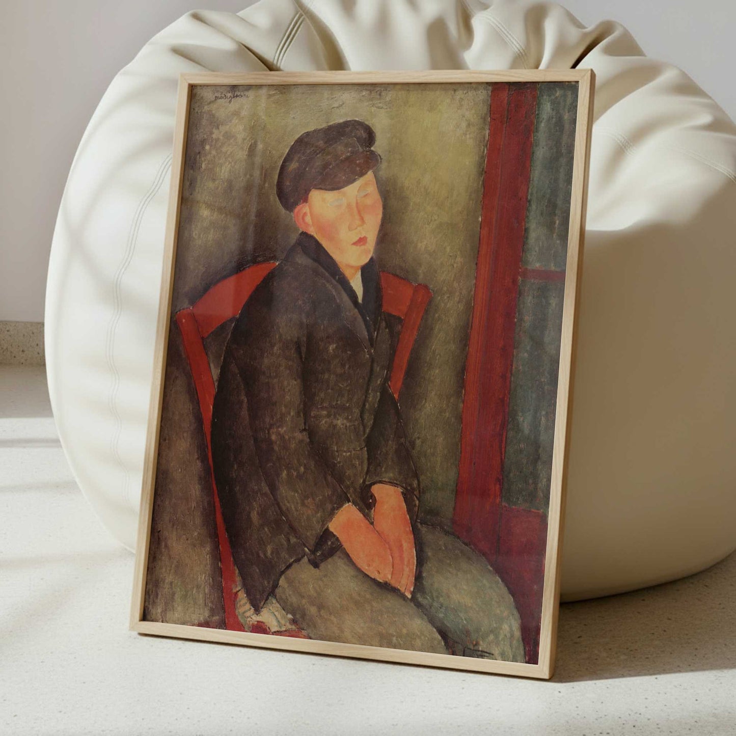 Seated Boy with Cap (1918) by Amedeo Modigliani – Art Print - Interior inspiration