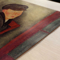 Seated Boy with Cap (1918) by Amedeo Modigliani – Art Print - Close-up detail of the art print