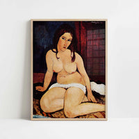 Seated Nude (1917) by Amedeo Modigliani – Art Print - Art print in oak frame