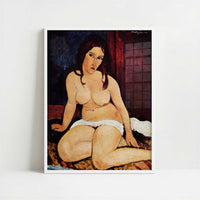 Seated Nude (1917) by Amedeo Modigliani – Art Print - Art print in white frame