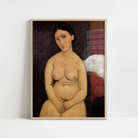 Seated Nude (c.1917) by Amedeo Modigliani – Art Print - Art print in oak frame