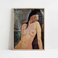 Seated Nude (1916) by Amedeo Modigliani – Art Print - Art print in oak frame