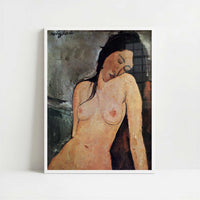 Seated Nude (1916) by Amedeo Modigliani – Art Print - Art print in white frame
