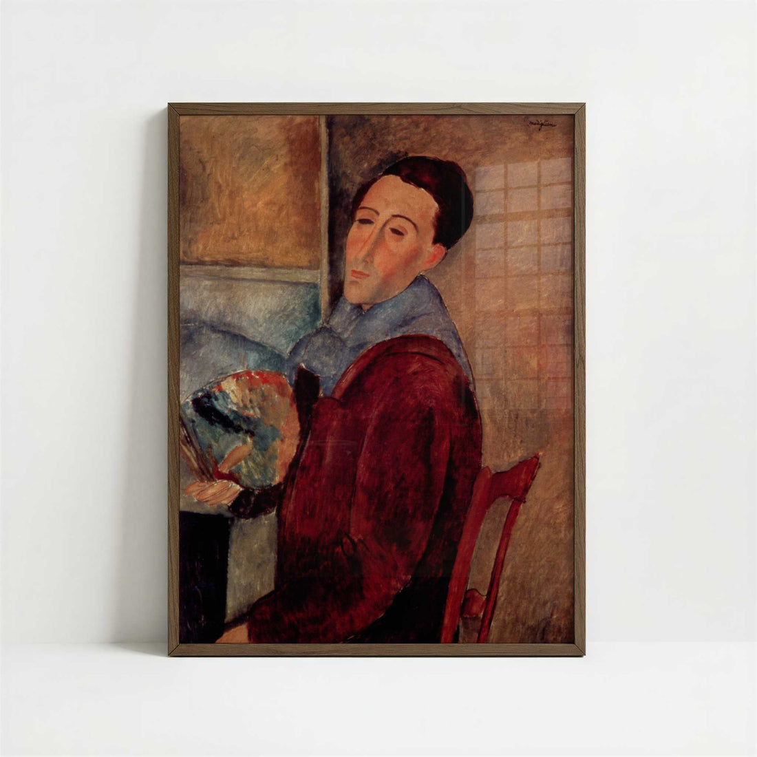 Self-portrait (1919) by Amedeo Modigliani – Art Print - Art print in dark wood frame
