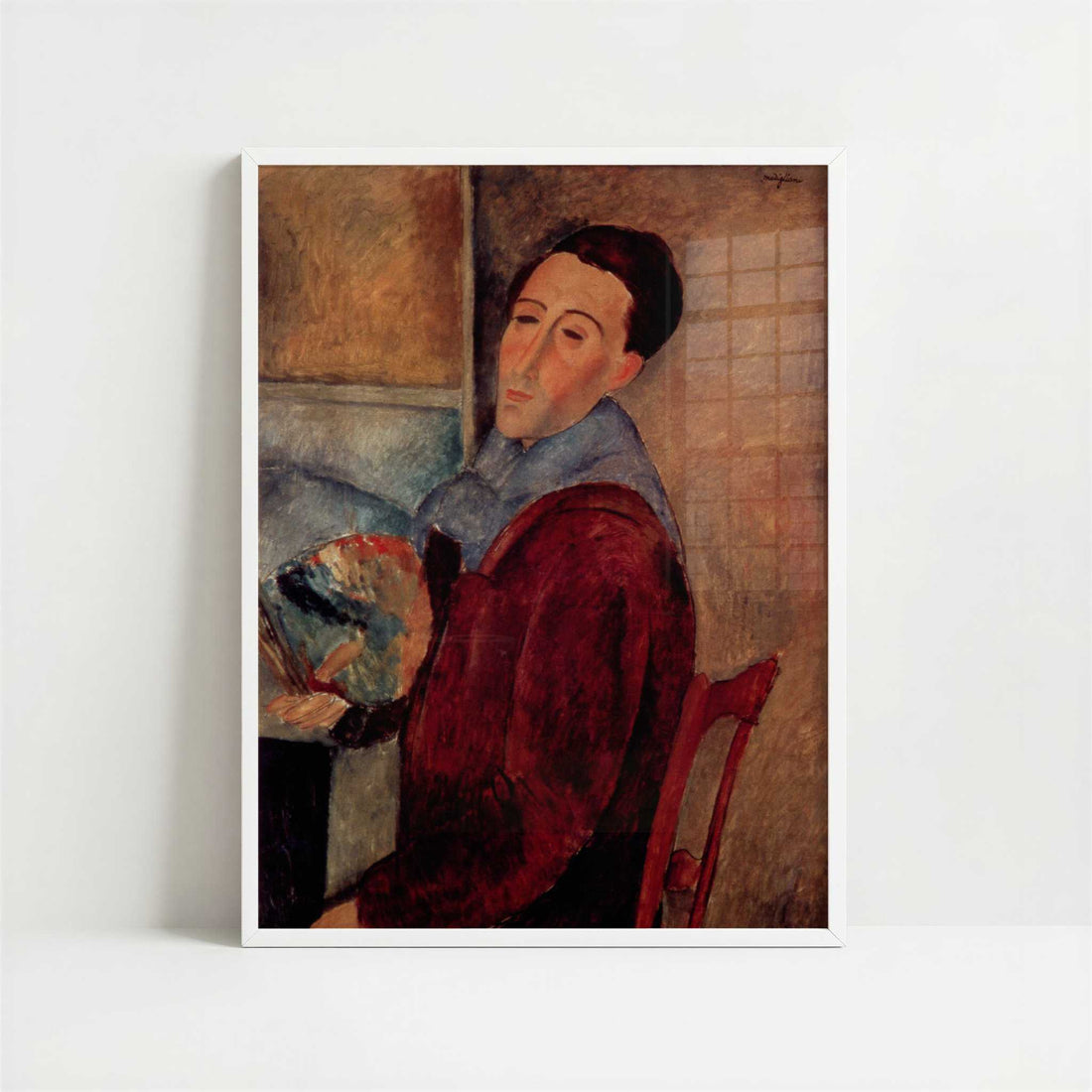 Self-portrait (1919) by Amedeo Modigliani – Art Print - Art print in white frame