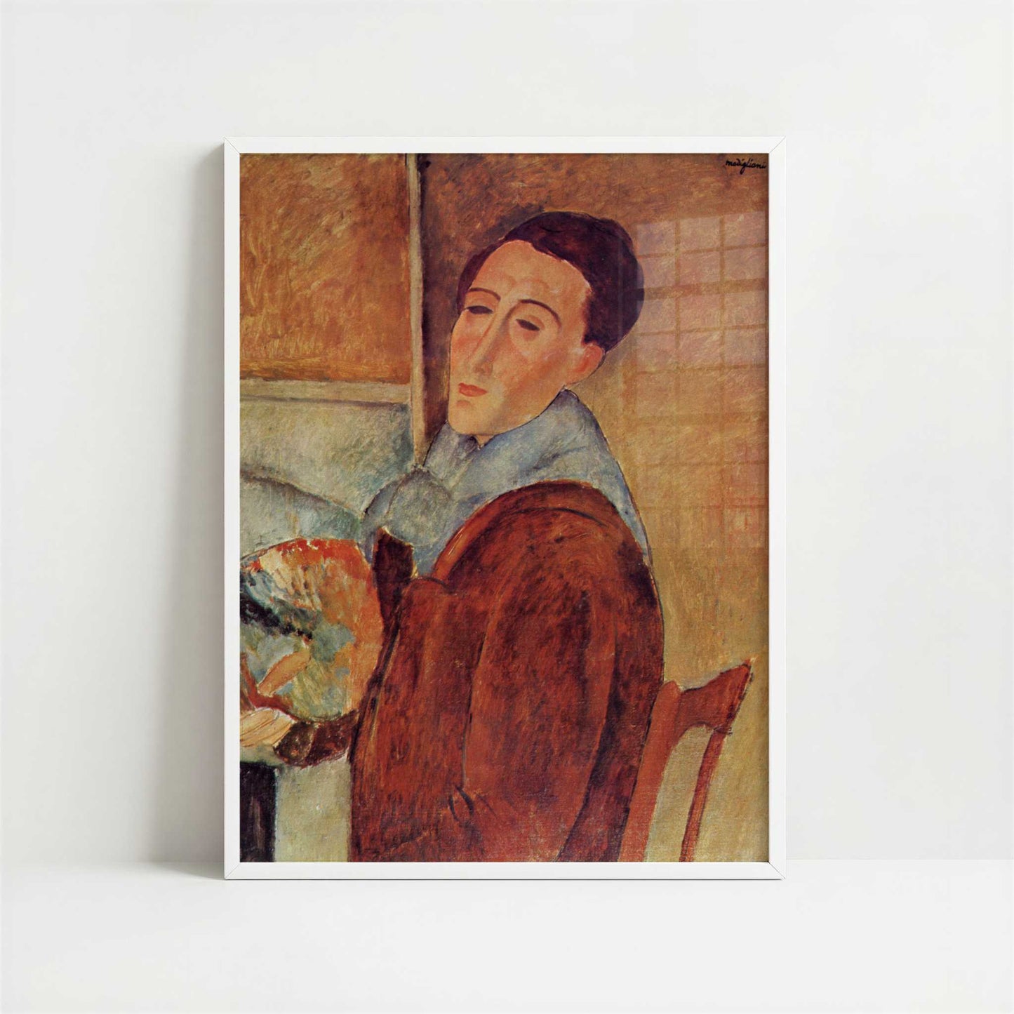 Self-portrait (1919) by Amedeo Modigliani – Art Print - Art print in white frame
