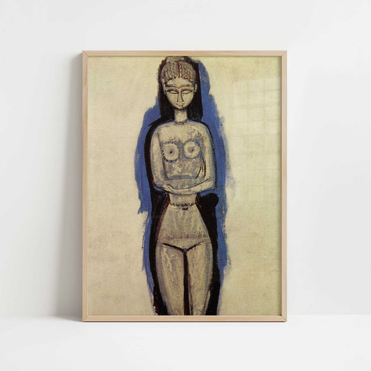 Standing Nude (1911-12) by Amedeo Modigliani – Art Print - Art print in oak frame