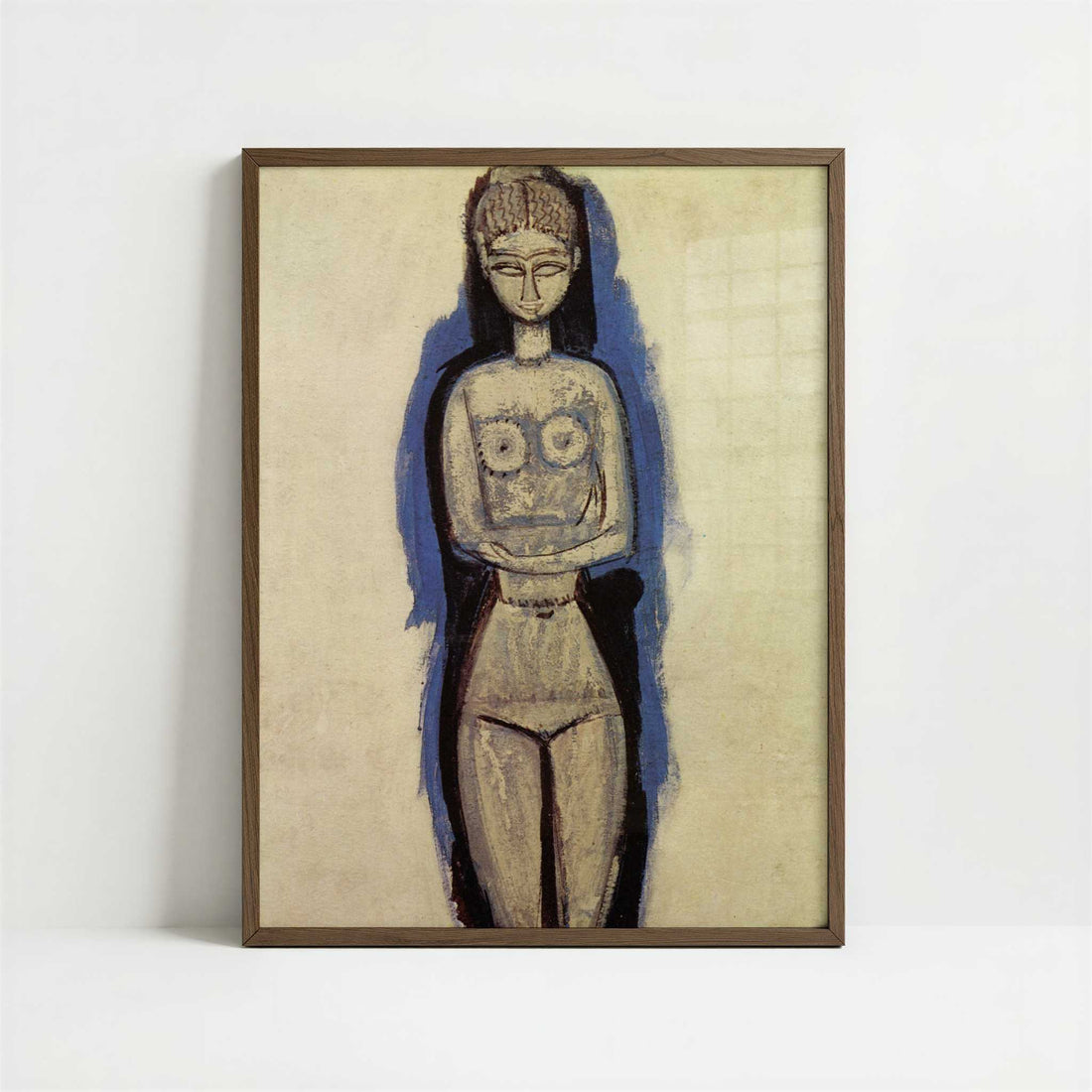Standing Nude (1911-12) by Amedeo Modigliani – Art Print - Art print in dark wood frame