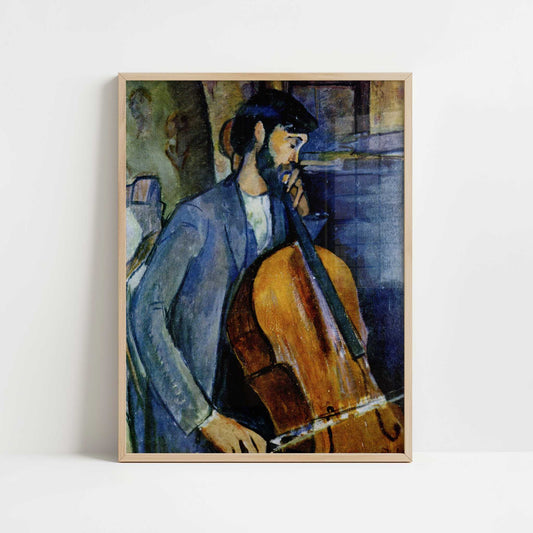 Study for The Cellist (1909) by Amedeo Modigliani – Art Print - Art print in oak frame