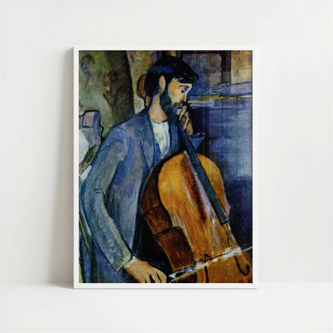 Study for The Cellist (1909) by Amedeo Modigliani – Art Print - Art print in white frame