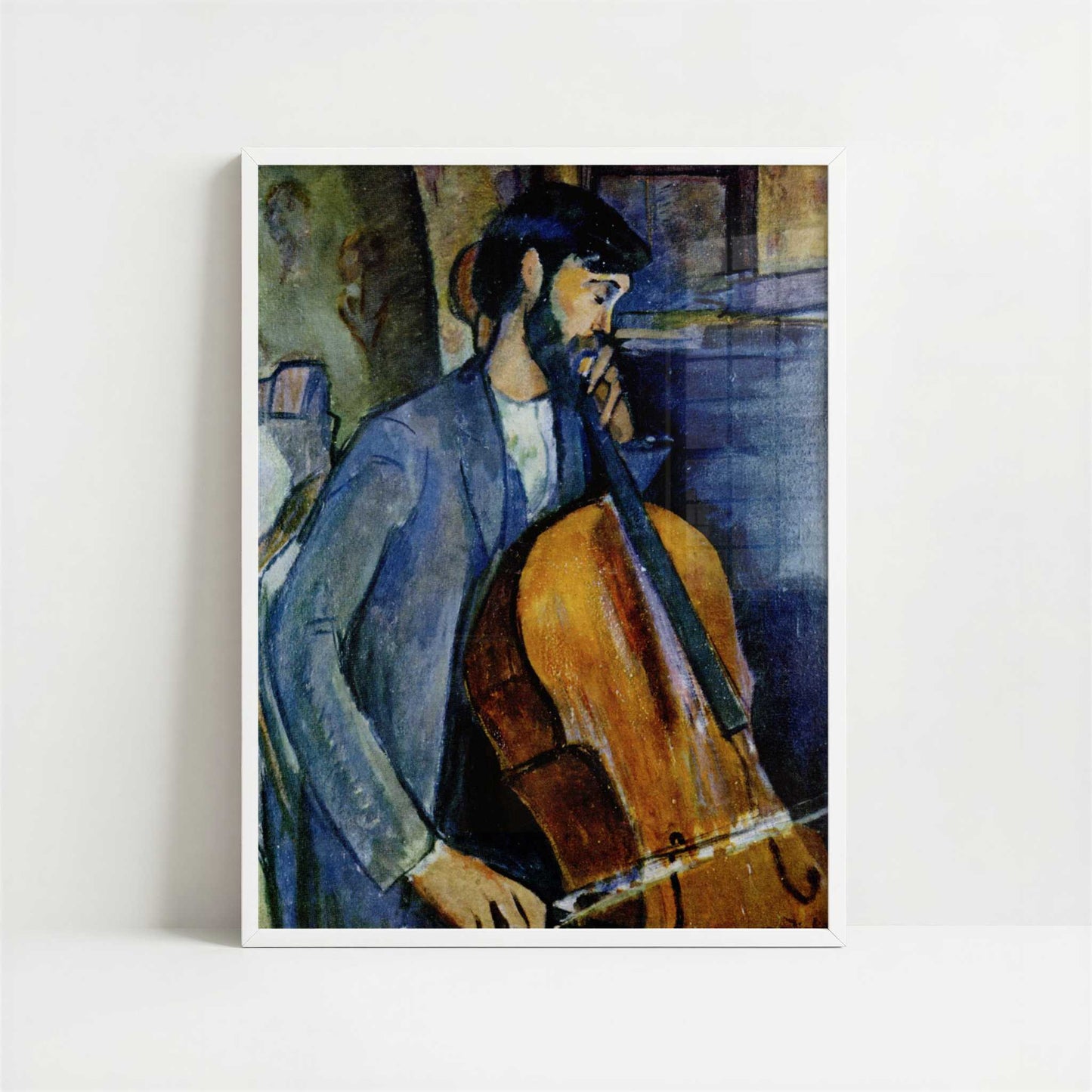 Study for The Cellist (1909) by Amedeo Modigliani – Art Print - Art print in white frame