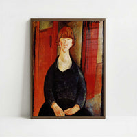 The Flower Vendor (1917) by Amedeo Modigliani – Art Print - Art print in dark wood frame