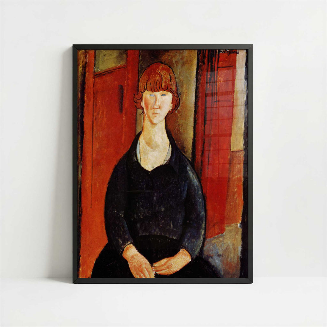 The Flower Vendor (1917) by Amedeo Modigliani – Art Print - Art print in black frame