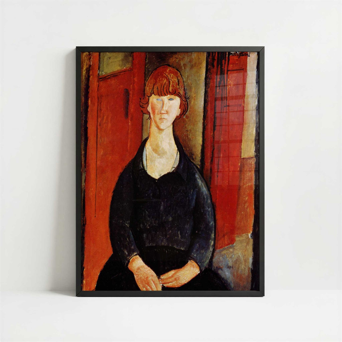 The Flower Vendor (1917) by Amedeo Modigliani – Art Print - Art print in black frame