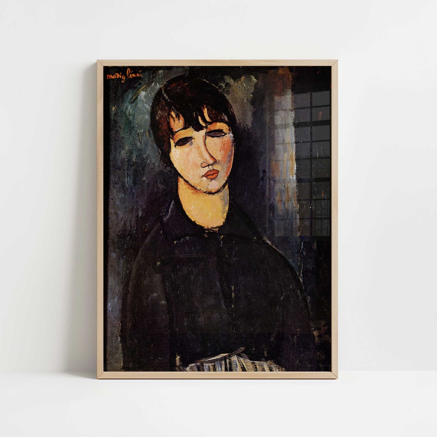 The Servant Girl (1916) by Amedeo Modigliani – Art Print - Art print in oak frame