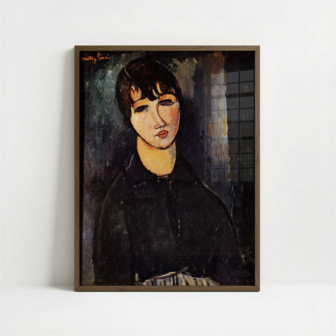 The Servant Girl (1916) by Amedeo Modigliani – Art Print - Art print in dark wood frame