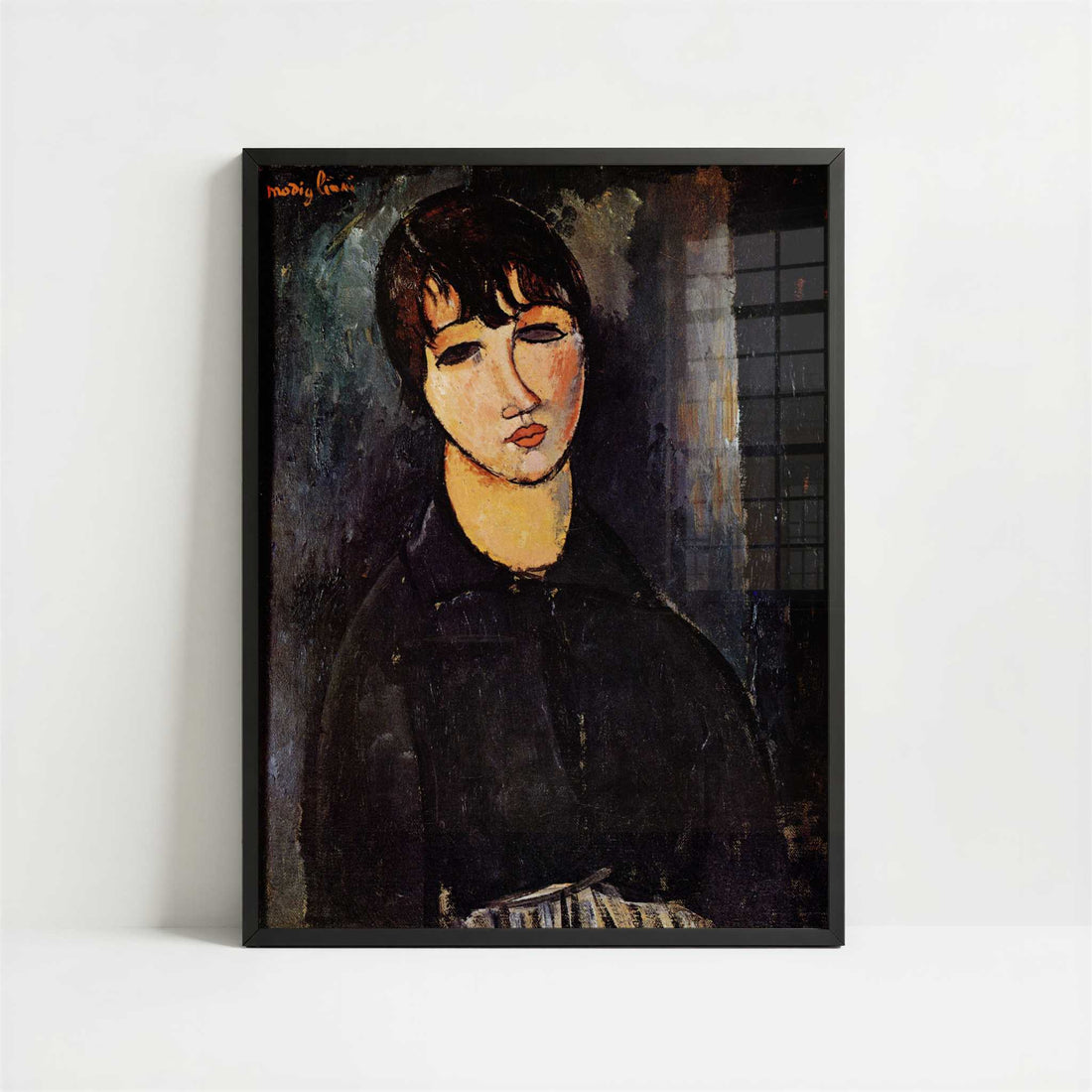 The Servant Girl (1916) by Amedeo Modigliani – Art Print - Art print in black frame