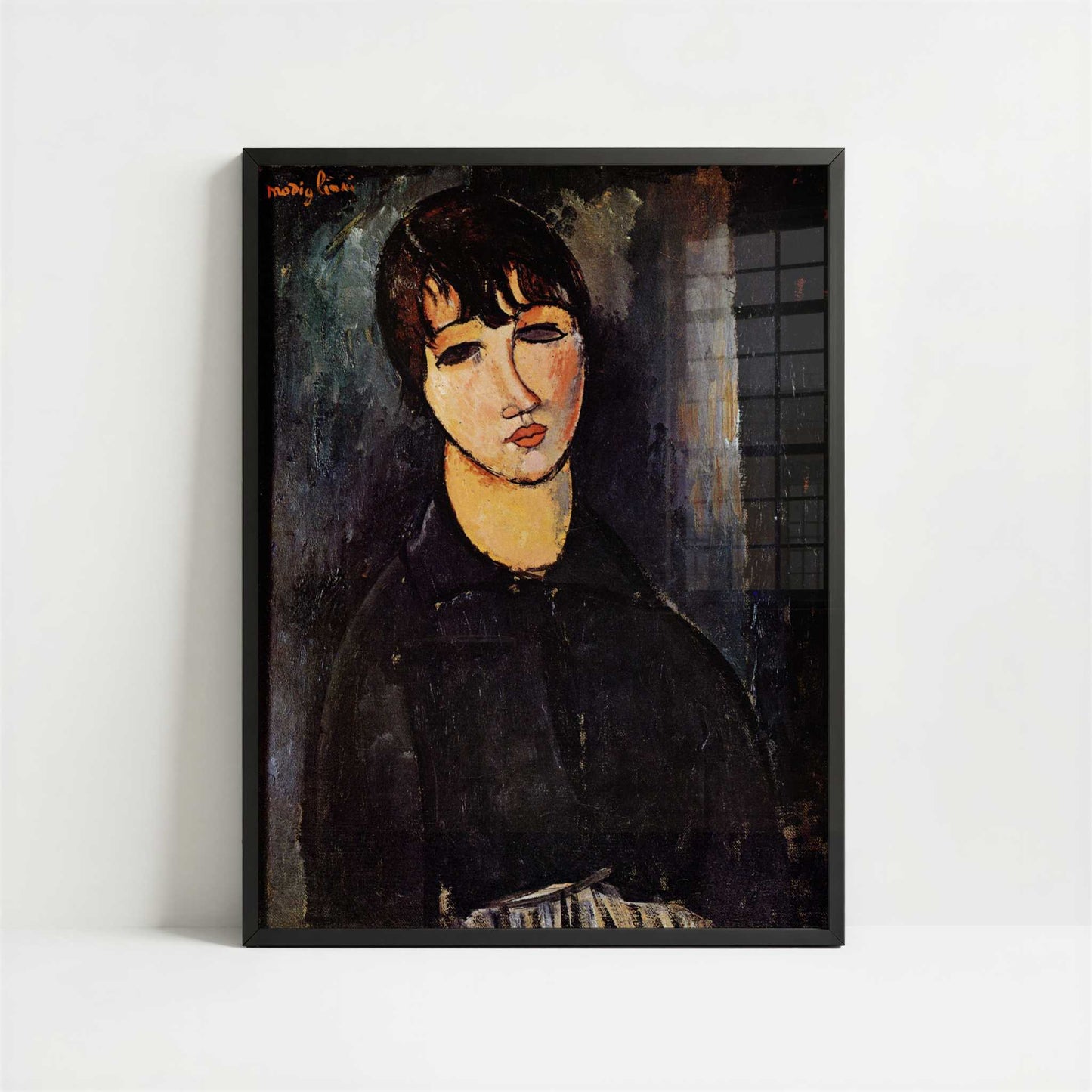 The Servant Girl (1916) by Amedeo Modigliani – Art Print - Art print in black frame