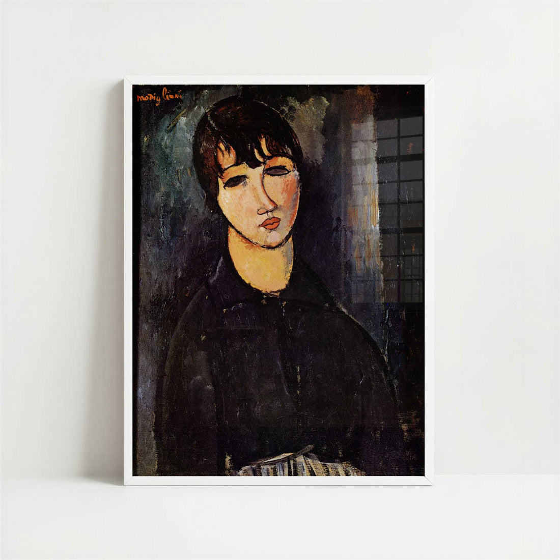 The Servant Girl (1916) by Amedeo Modigliani – Art Print - Art print in white frame