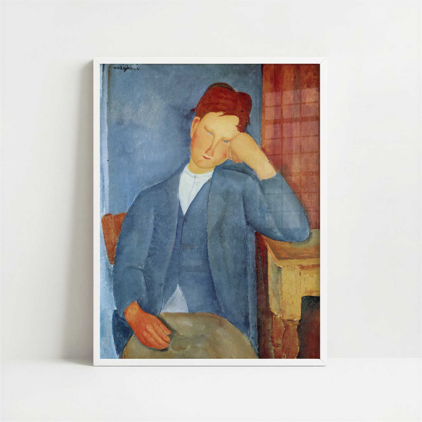 The Young Apprentice (1918) by Amedeo Modigliani – Art Print - Art print in white frame