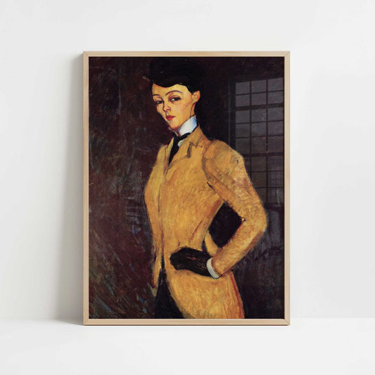 Woman in Yellow Jacket (1909) by Amedeo Modigliani – Art Print - Art print in oak frame
