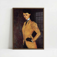 Woman in Yellow Jacket (1909) by Amedeo Modigliani – Art Print - Art print in dark wood frame
