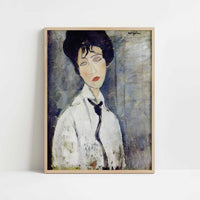 Woman with a Black Necklace (1917) by Amedeo Modigliani – Art Print - Art print in oak frame