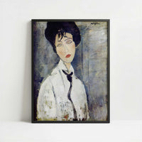 Woman with a Black Necklace (1917) by Amedeo Modigliani – Art Print - Art print in black frame