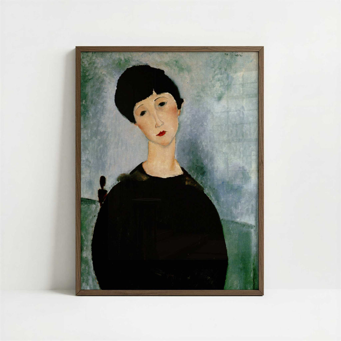 Young Girl (1918) by Amedeo Modigliani – Art Print - Art print in dark wood frame